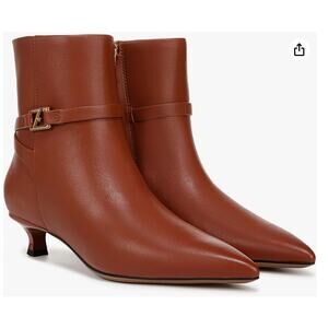 Franco Sarto Marnie Booties Acorn Brown Leather Size 9 NIB Chic Buckle Detail